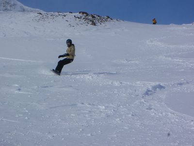 Monica carving some turns.