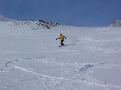 Jay making some fresh tracks under the triple lift at Big Sky.