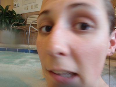 Catherine in the hot tub.
