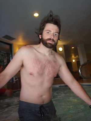 Jay, getting out of the pool.
