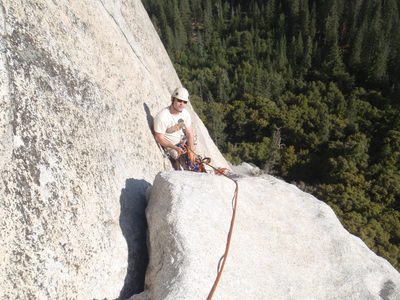 Jeff approaching the belay.