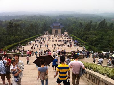 Looking back down the stairs from the top of the...