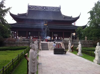 Statues of various followers of Confucius in the...