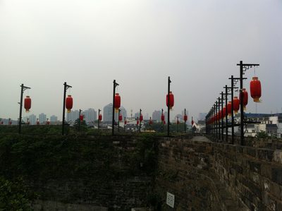 Standing on top of the old city wall of Nanjing, which...