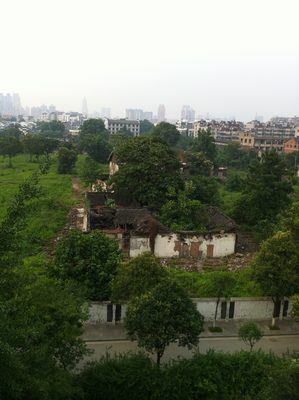 Old buildings inside the city wall, slated for demolition.