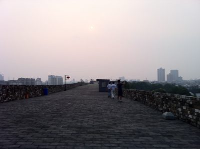 Smog and the city wall.