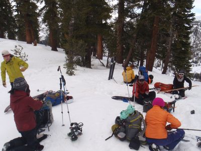 Eating lunch at the saddle / hump between Panther creek...