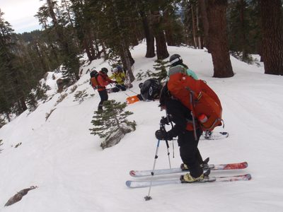 Done with lunch and ready to ski back.