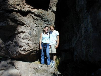 Rachel and John among some of the pinnacles