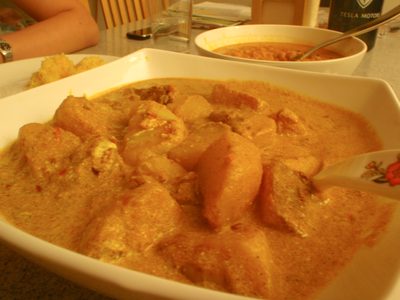 Monica cooked up some Indian potato curry and dal for...