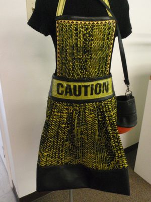 Interesting apron made partially from tire tubes.
