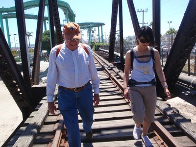 Walking back across the bridge to get lunch with Mom.
