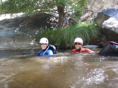 Catherine and John floating down Dry Meadow Creek.