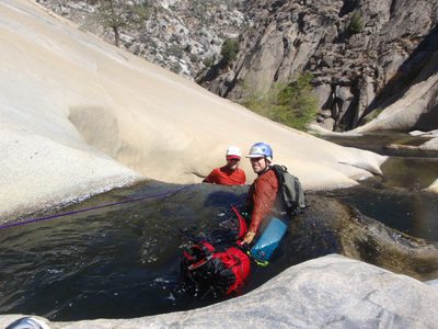 John goes over the falls.