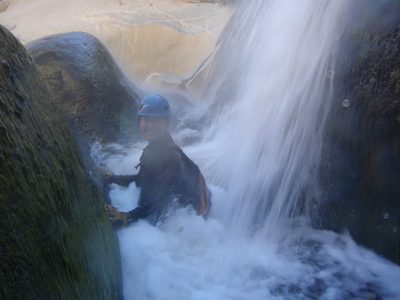 Monica standing in the Swirling Whirlpool of Death.