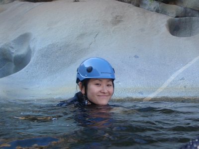 Monica, swimming along.