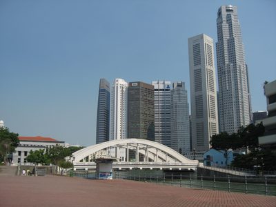 Downtown Singapore by day, as viewed from the Singapore river.