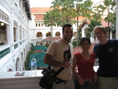 Jamie, Wei, and Trevor in the Raffles Hotel.