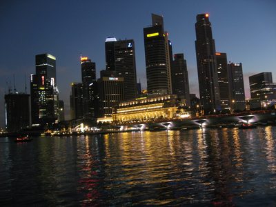 Singapore skyline from the Singapore River... near the...