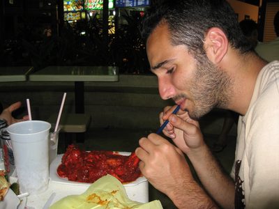 Jamie slurping mutton bone marrow through the provided...