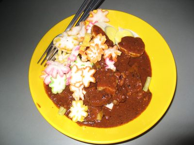 Gado gado - potato fritters, egg, tofu potato and other...