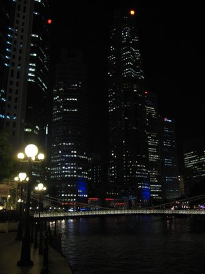 Singapore by night with United Overseas Bank Plaza One.