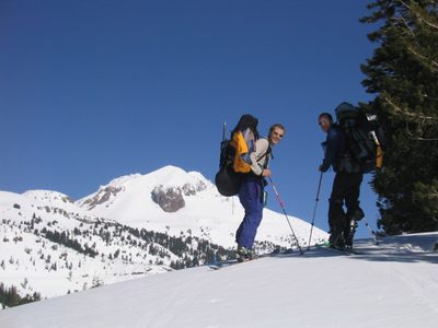 John and Niels climbing Diamond Peak.