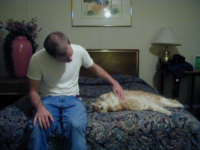At our hotel in Panamint Springs, we made friends with a...