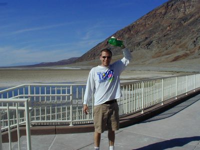 John doing his best to cool down at Badwater, Death Valley.