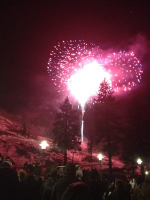 Fireworks at the base of Squaw Valley USA on New Year's Eve.