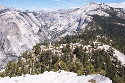 Rachel on the never-ending stairmaster.  Tenaya Canyon...