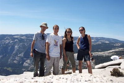 Group Photo: Stephan, John, Tini, and Rachel.  Top of Half Dome.