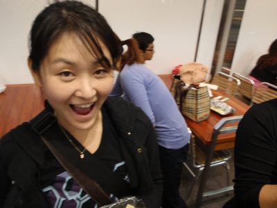 Monica is excited for oysters.