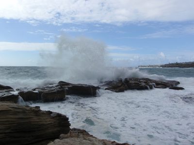Crashing waves.