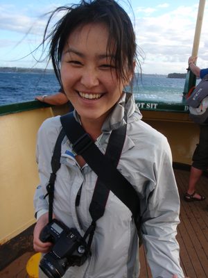 Monica on the ferry back from Manly.