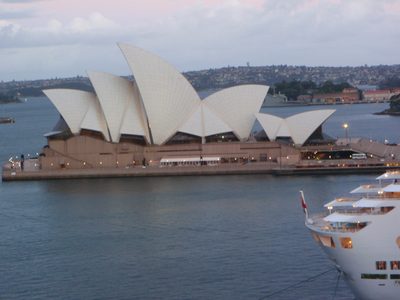 Sydney Opera House, with a bit of the cruise ship that...