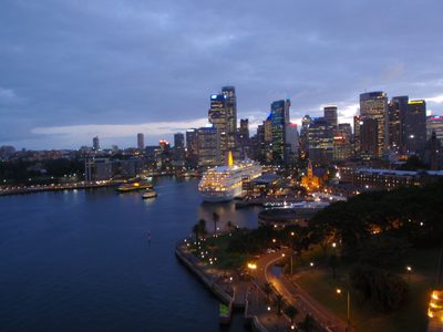 Sydney, as the lights start to come up at night.  Viewed...