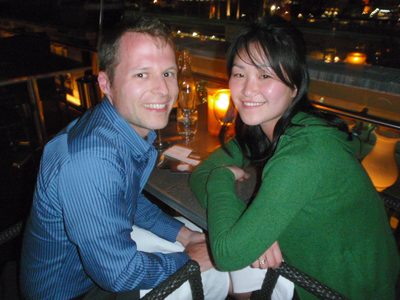 John and Monica after dinner.