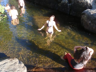 Monica, in the river.