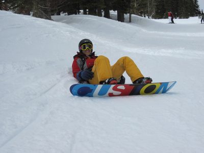 John, assuming the position while snowboarding at...