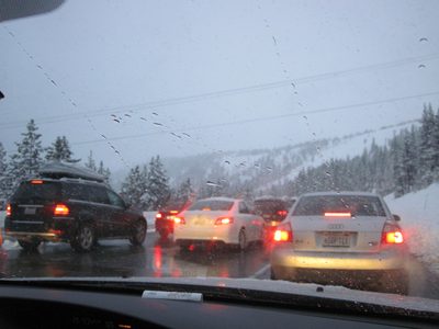 Attempt number two at 7pm. I-80 opens, but is a parking lot.