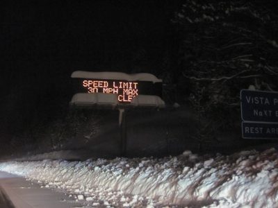 I wish we were going 30 mph. Monica said the snow piling...
