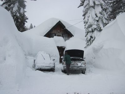 Most two story houses were completely covered in snow....