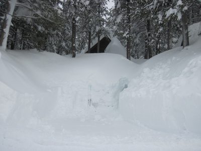 Guess they gave up plowing a road to the house and went...