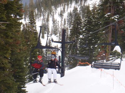 Yang and Vanessa on the chairlift. Since I was trying...