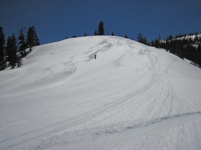 Pete skiing down a gentle pitch on the eastern side of...