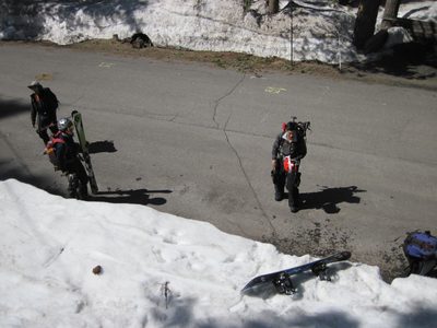 Arriving back at the road around Donner Lake. We set up...