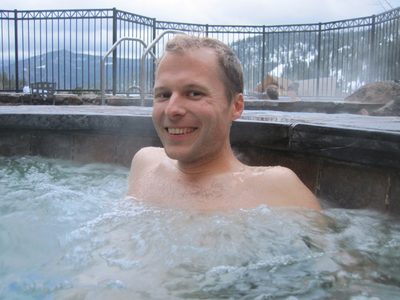 Soakin' it up in the hot tub after a long hard day. 