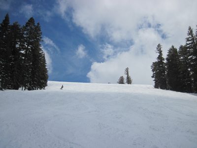 Monica taking the last run of the day on closing day for...