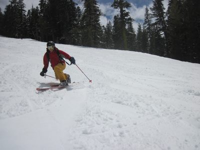 John taking his last run of the season under the Shirley...